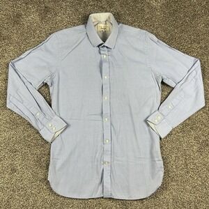 Ted‎ Baker Mens Button Up Endurance Shirt 15 32/33 Long Sleeve Blue Geometric
